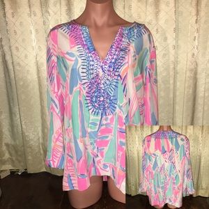 Lilly Pulitzer Amelia Island 100% Silk Tunic Large